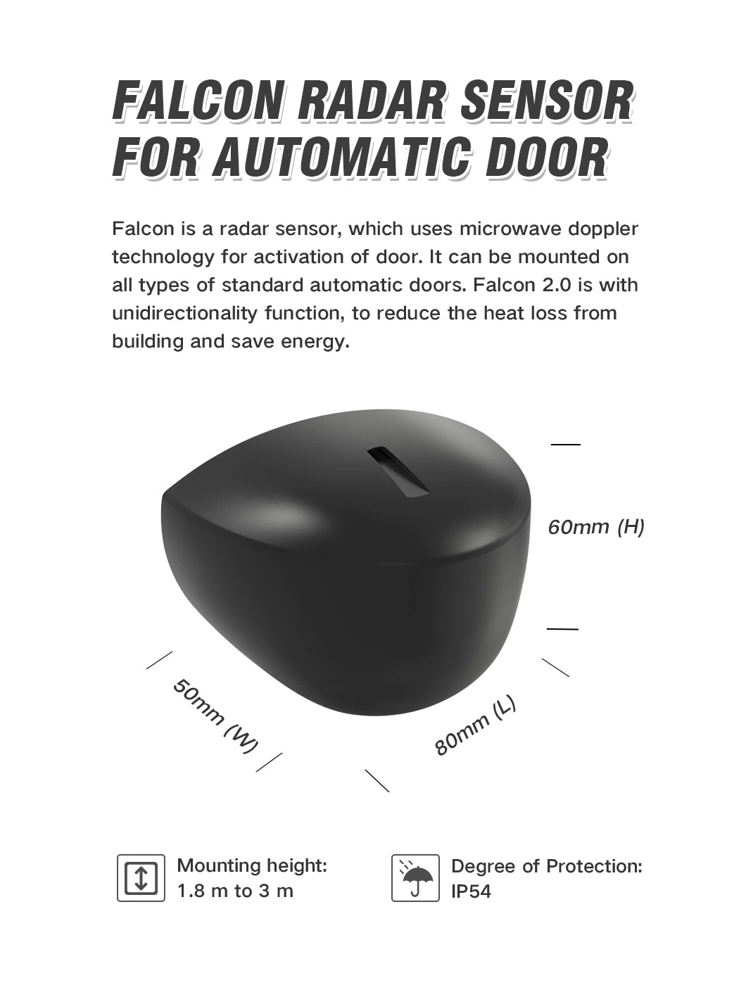Automatic Sliding Door Microwave Sensor Door Open/Close Sensor Door Accessories Microwave Combined Sensor Infrared Safety and Radar Motion Sensor