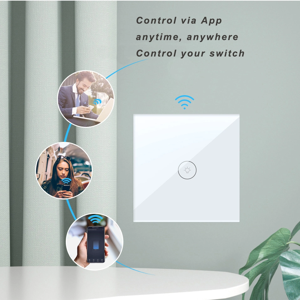 Black EU Bluetooth Wireless WiFi Wall Touch Tuya Smart Electrical Light Switch with Tempered Glass
